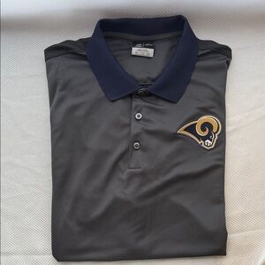 Nike Men's Dark Gray LA Rams OnField Dry Fit Polo with Navy Collar